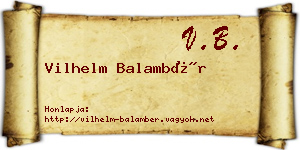 Vilhelm Balambér névjegykártya